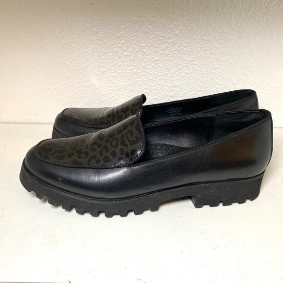 Donald J. Pliner Rowin Chunky Platform Leather Loafers Black Leopard 10 - Picture 3 of 8